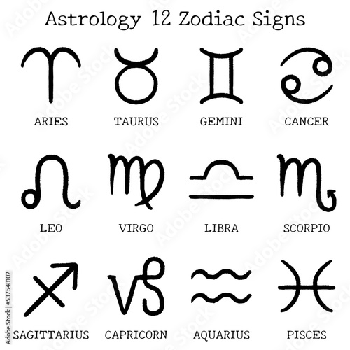 12星座のシンボルマークのベクター素材セット