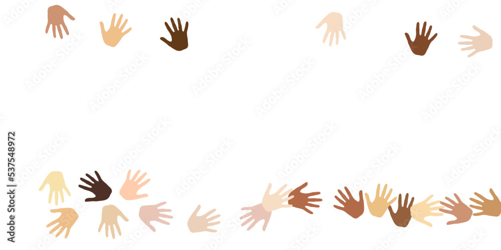 Woman and man hands of different skin color silhouettes. Elections concept.