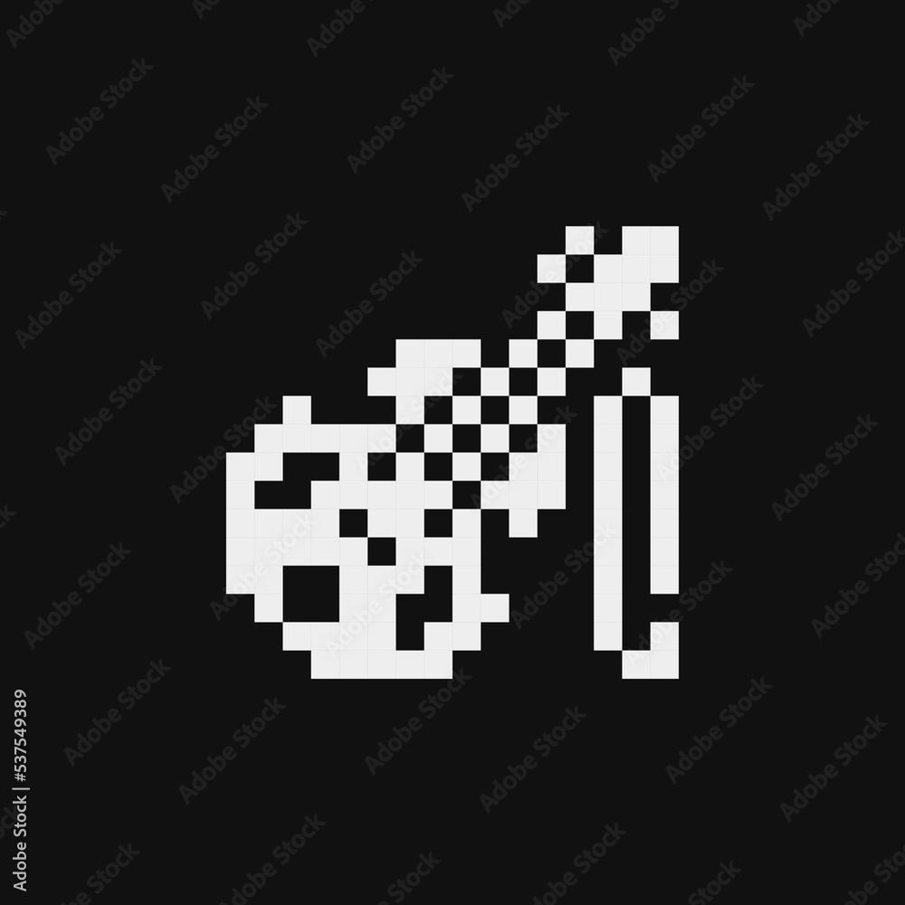 Violin musical instrument pixel art icon, emoji. Isolated vector illustration. 1-bit sprite. Design stickers, logo, mobile .