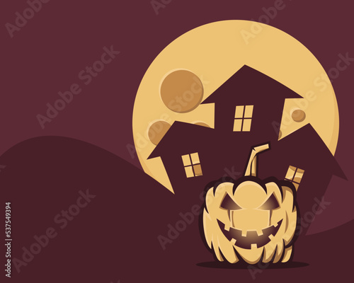 Halloween in the night with scare pumpkins. Trick or tread background template vector