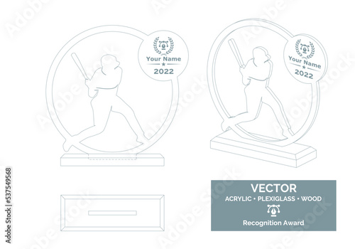 Baseball player trophy vector template, Baseball player trophy template, Baseball championship recognition award, Best player award