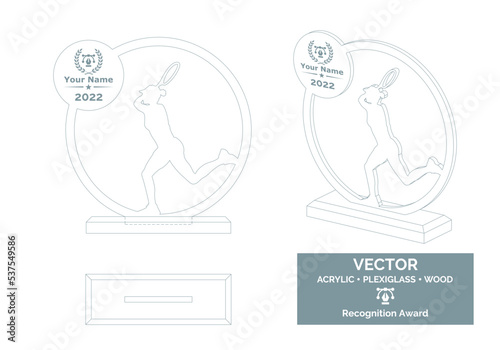 Tennis player trophy vector template, Tennis trophy template, Tennis championship recognition award.