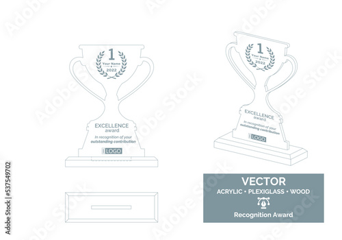 Trophy Vector Template. Trophy Distinction Award. Recognition Trophy Award.