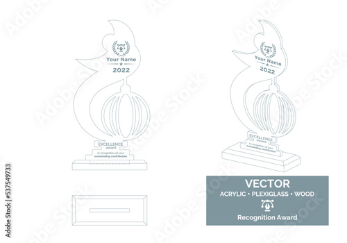 Trophy Vector Template. Trophy Distinction Award. Recognition Trophy Award.