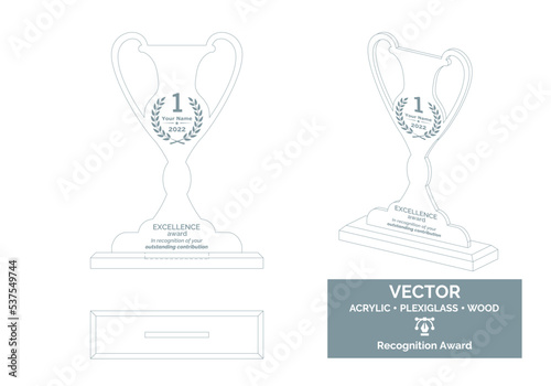 Trophy Vector Template. Trophy Distinction Award. Recognition Trophy Award.