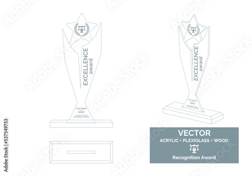 Trophy Vector Template. Trophy Distinction Award. Recognition Trophy Award.