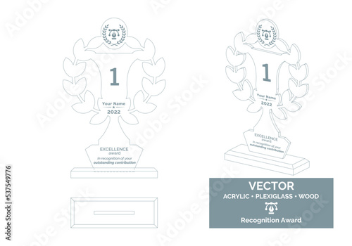 Trophy Vector Template. Trophy Distinction Award. Recognition Trophy Award.