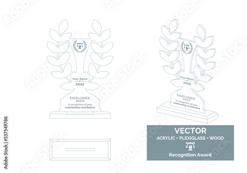 Trophy Vector Template. Trophy Distinction Award. Recognition Trophy Award.