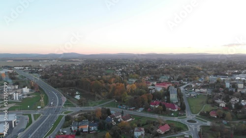 The outskirts of the Polish city of Krosno Podkarpackie. Bird's-eye view. photo