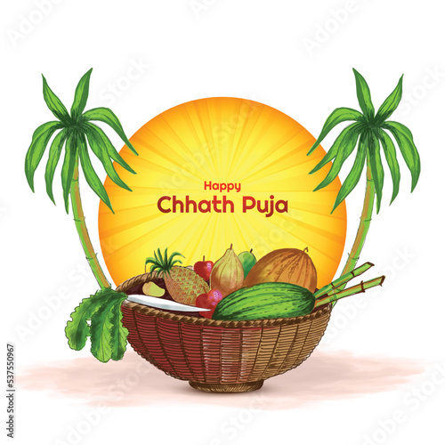 Happy chhath puja festival holiday card background