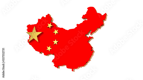 Photography Outlined People's Republic of China map country silhouette in national flag