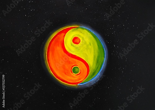 Yin Yang Global  Temperature Balance, Postercolors Painting.