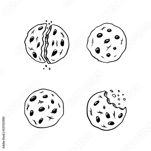 Hand drawn cookies collection. Sweet pastry isolated on white background. Vector illustration.