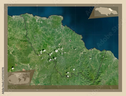 Saint Mary  Jamaica. High-res satellite. Major cities