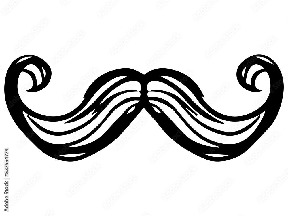 Fototapeta premium Hand drawn curled mustache. Men mustache on a white