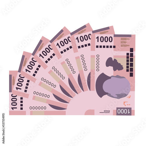 Mexican peso Vector Illustration. Mexico money set bundle banknotes. Paper money 1000 MXN. Flat style. Isolated on white background. Simple minimal design.