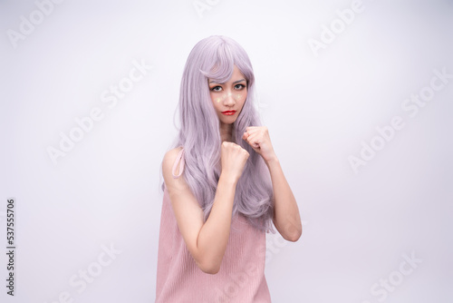 Fashion girl on white background