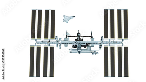 Fototapeta Naklejka Na Ścianę i Meble -  International Space Station. 3D rendering. Elements of this image furnished by NASA .