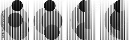 Art composition with lines .Modern art design .Design elements set .Transition speed lines .Bauhaus art style .Geometric shape. Wall art .