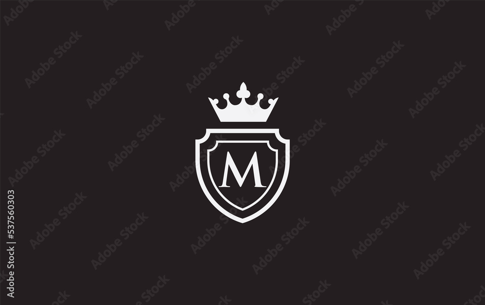 Crown and shield icon and royal luxury symbol. King and queen abstract geometric logo with letters and alphabets