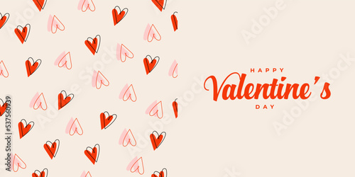 Happy Valentine's Day. Vector hand drawn seamless pattern with hearts. Decor for Valentine's Day, weddings. Print for gift paper, packaging, wallpapers, clothes, textiles.