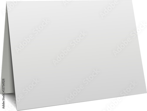 Folded card white mockup. Realistic blank table calendar sheet