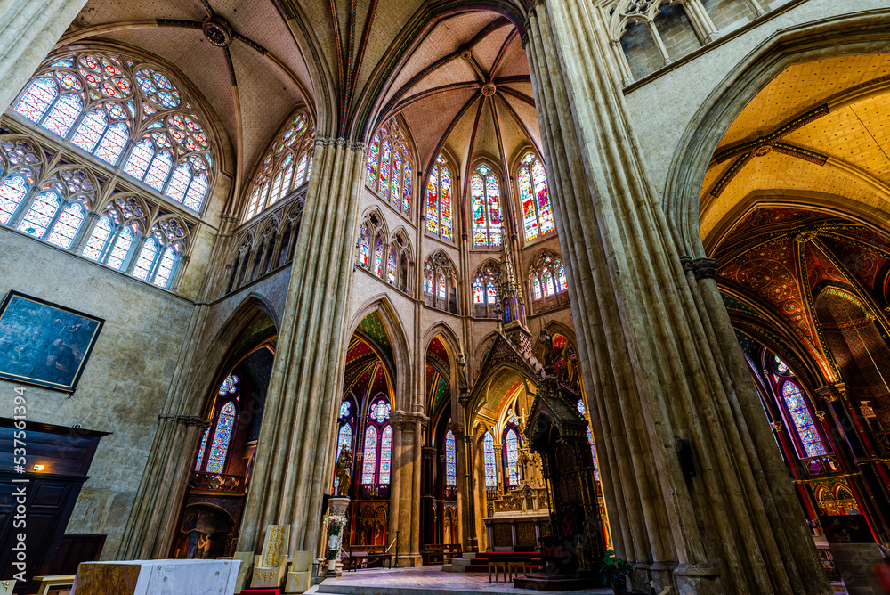 Interior of the Cathedral of Saint Mary, Bayonne, France.