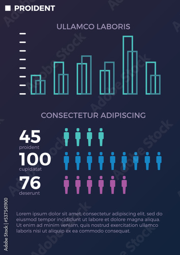 People distrubution infographic flyer template. Statistic chart