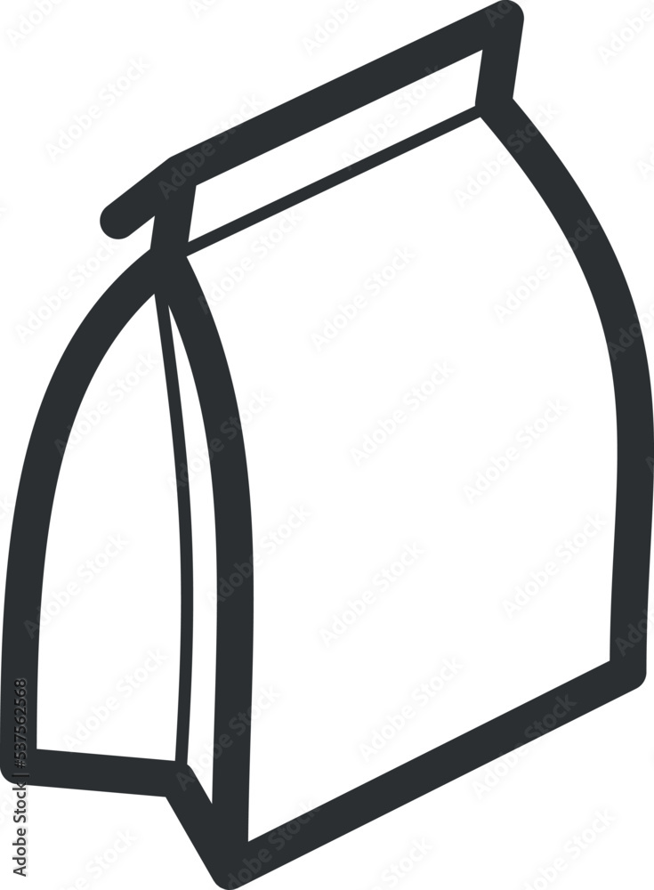 Food package label icon. Lunch paper bag Food package label icon. Lunch paper bag