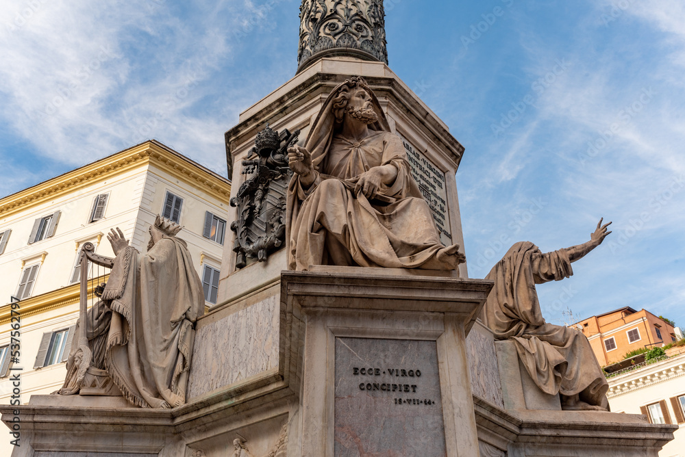 Detail of Decoration of the Column of Maria Immacolata, in the Center of ROme in proximity of Piazza Di Spagna