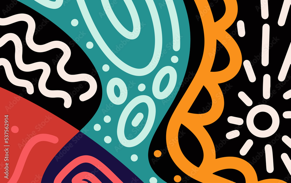 Fototapeta premium Abstract trendy background design in ethnic style. Retro modern illustration outline stroke pattern