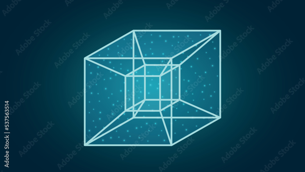 A tesseract is a four-dimensional hypercube, an analogue of an ordinary  three-dimensional cube in four-dimensional space. Stock Vector | Adobe Stock