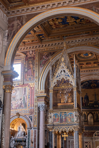  The Internal View of the Basilic of Saint John in Laterano in Rome