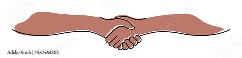 Handshake, agreement, introduction banner hand drawn with single line