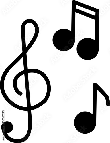 Music icon treble clef and notes protractor vector. simple glyph.