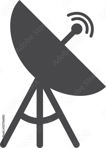 Satellite dish antenna black icon. Communication symbol