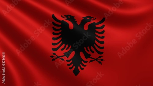  Albanian flag fluttering in the wind closeup, Albanian national flag fluttering in 3d, Albanian flag in 4k resolution, Albanian flag fluttering closeup 3d. High quality 4k footage photo