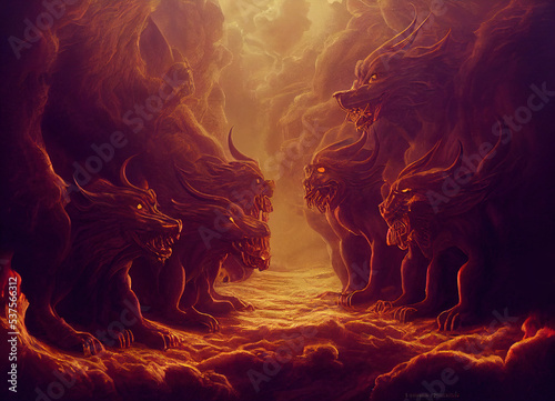 Scary Cerberus guards the entrance to hell.