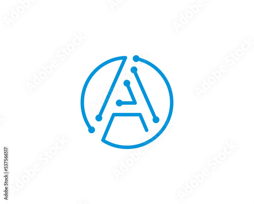 Circle Digital Technology Letter A Logo Icon 001