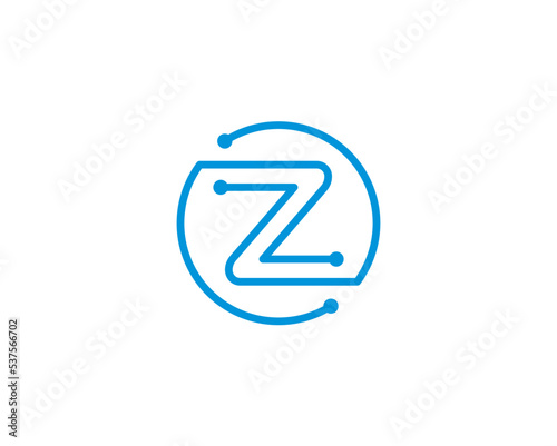 Circle Digital Technology Letter Z Logo Icon 001
