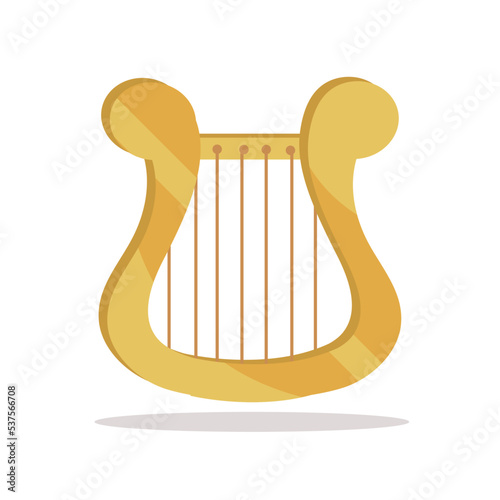 Art illustration icon logo music tools design concept symbol of harp