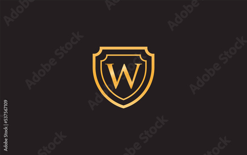 Double shield and golden elegant logo symbol design image with alphabets for professional brand and business