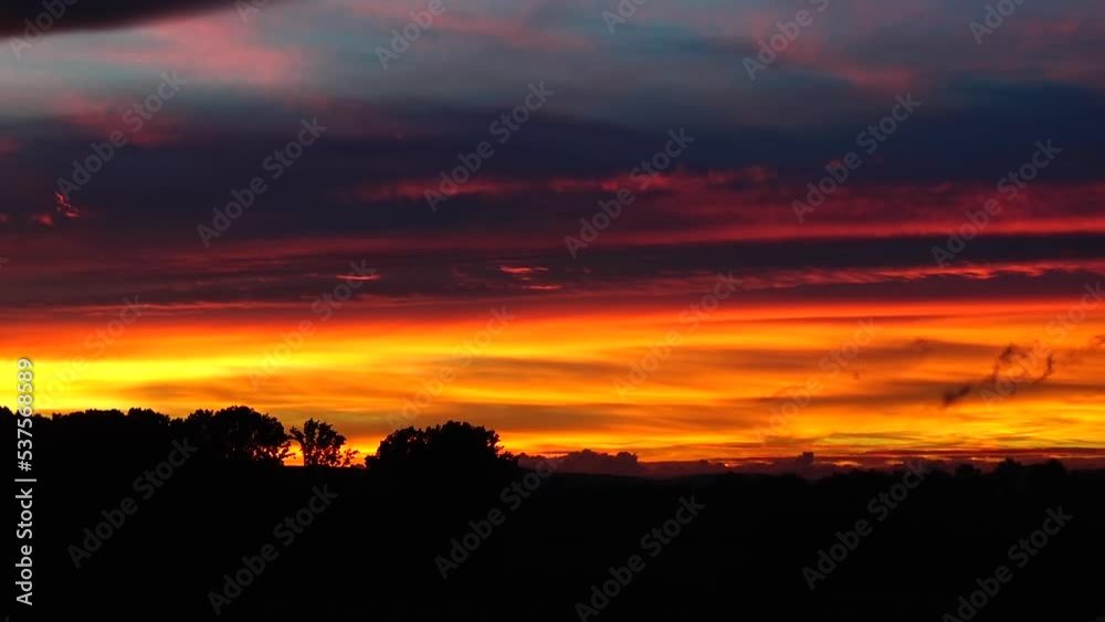 Colorful sky at sunset during end of the day.