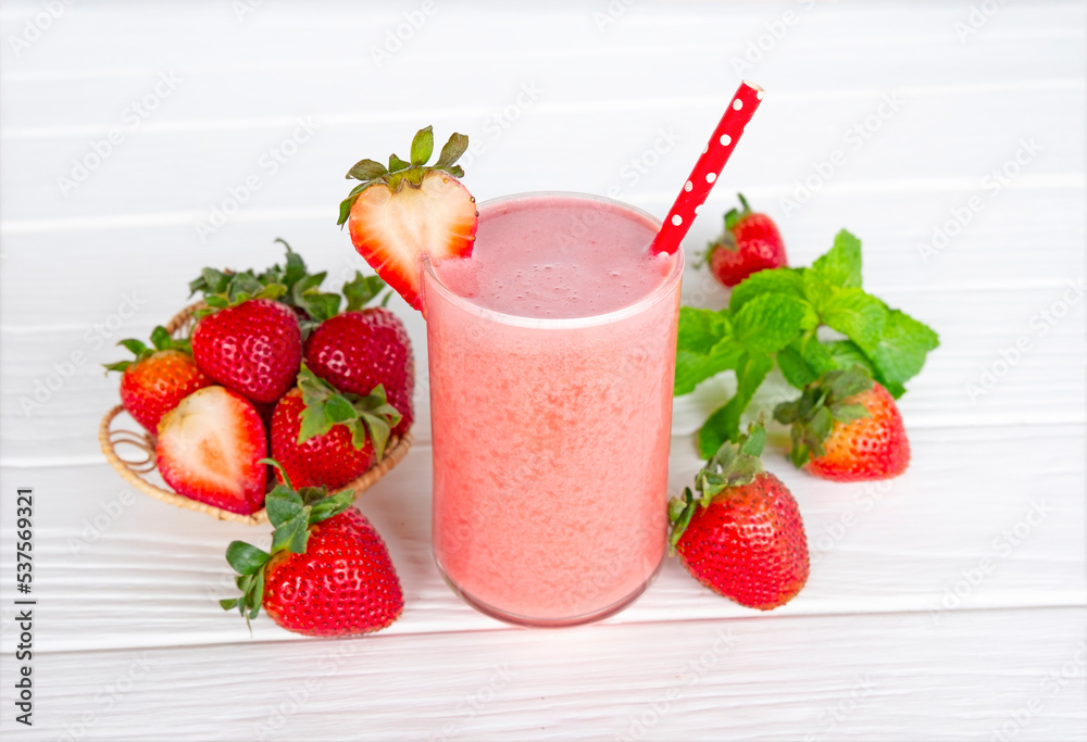 Strawberry yogurt fruit juice smoothie pink colorful fruit juice milkshake blend beverage healthy high protein the taste yummy In glass drink episode morning on white wood background. Strawberry yogurt fruit juice smoothie pink colorful fruit juice milkshake blend beverage healthy high protein the taste yummy In glass drink episode morning on white wood background.