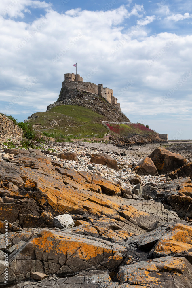 lindisfarne castle from the shore