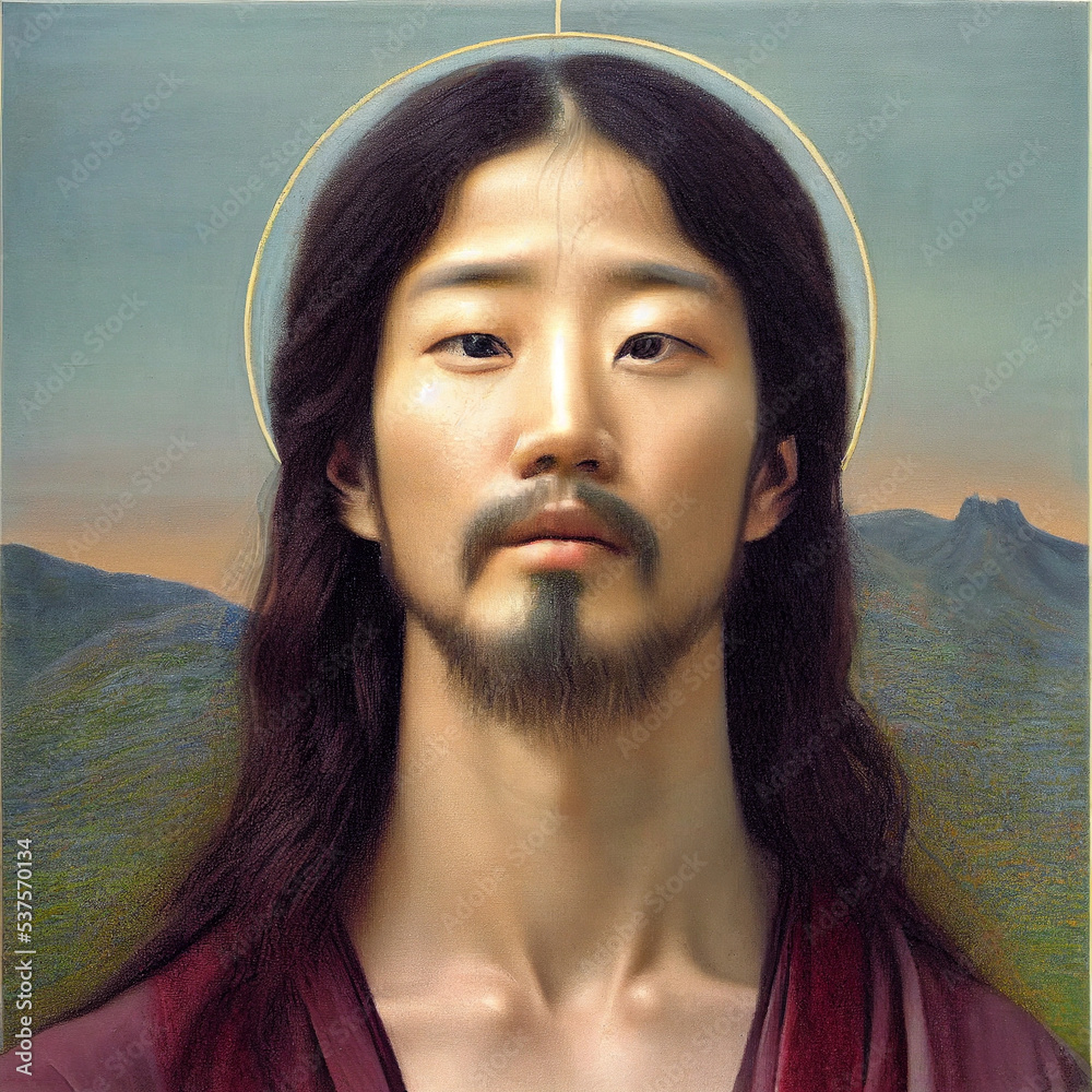 Korean Jesus Korean Saints Photorealistic Illustration not 
