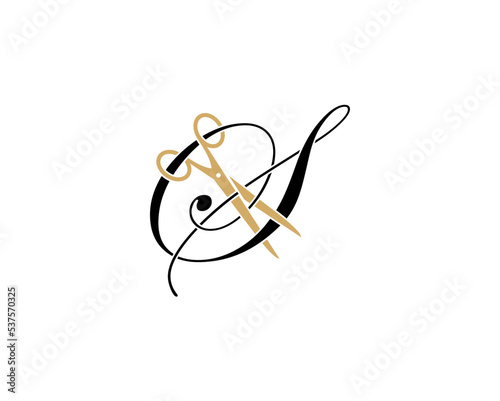 Letter S with scissor logo Vector 001