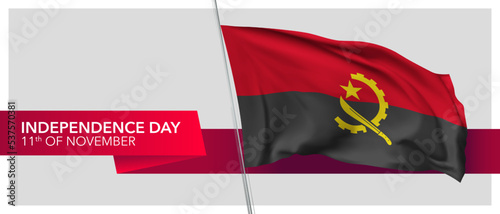 Angola independence day vector banner, greeting card.