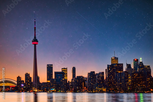 Canvas Print Toronto city skyline at night, Canada