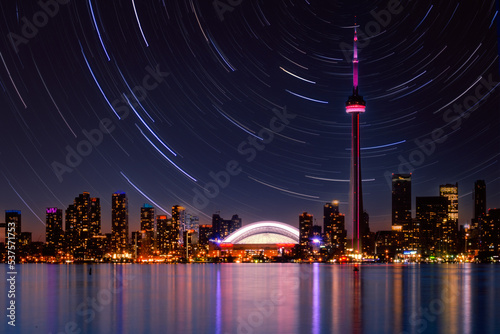 Canvas Print Toronto city skyline at night, Canada